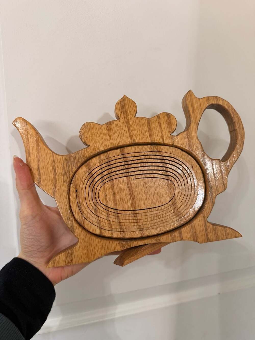 VTG Wooden Collapsible Accordion Teapot Basket Trivet Bowl Cottage Farm Decor
